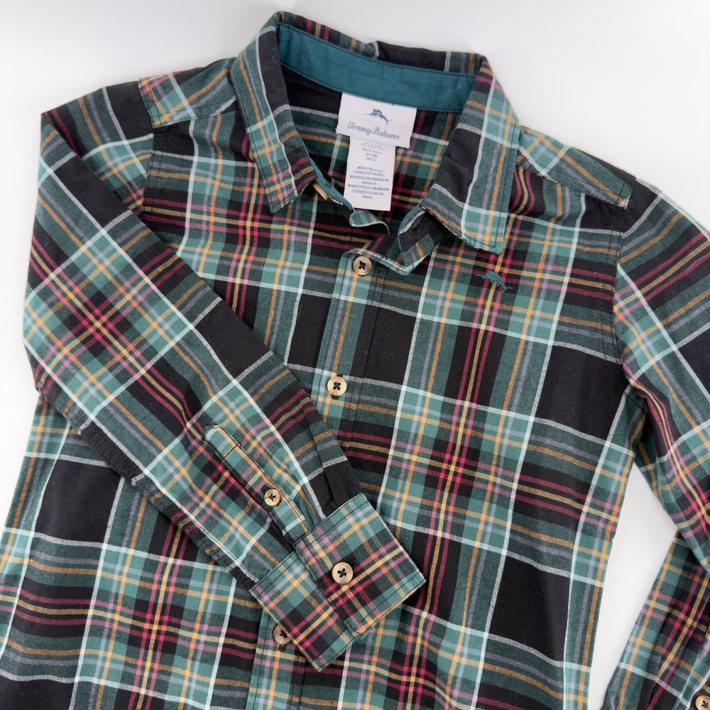 Tommy Bahama‎ Kids Plaid Long Sleeve Button Up Shirt Size S 5/6